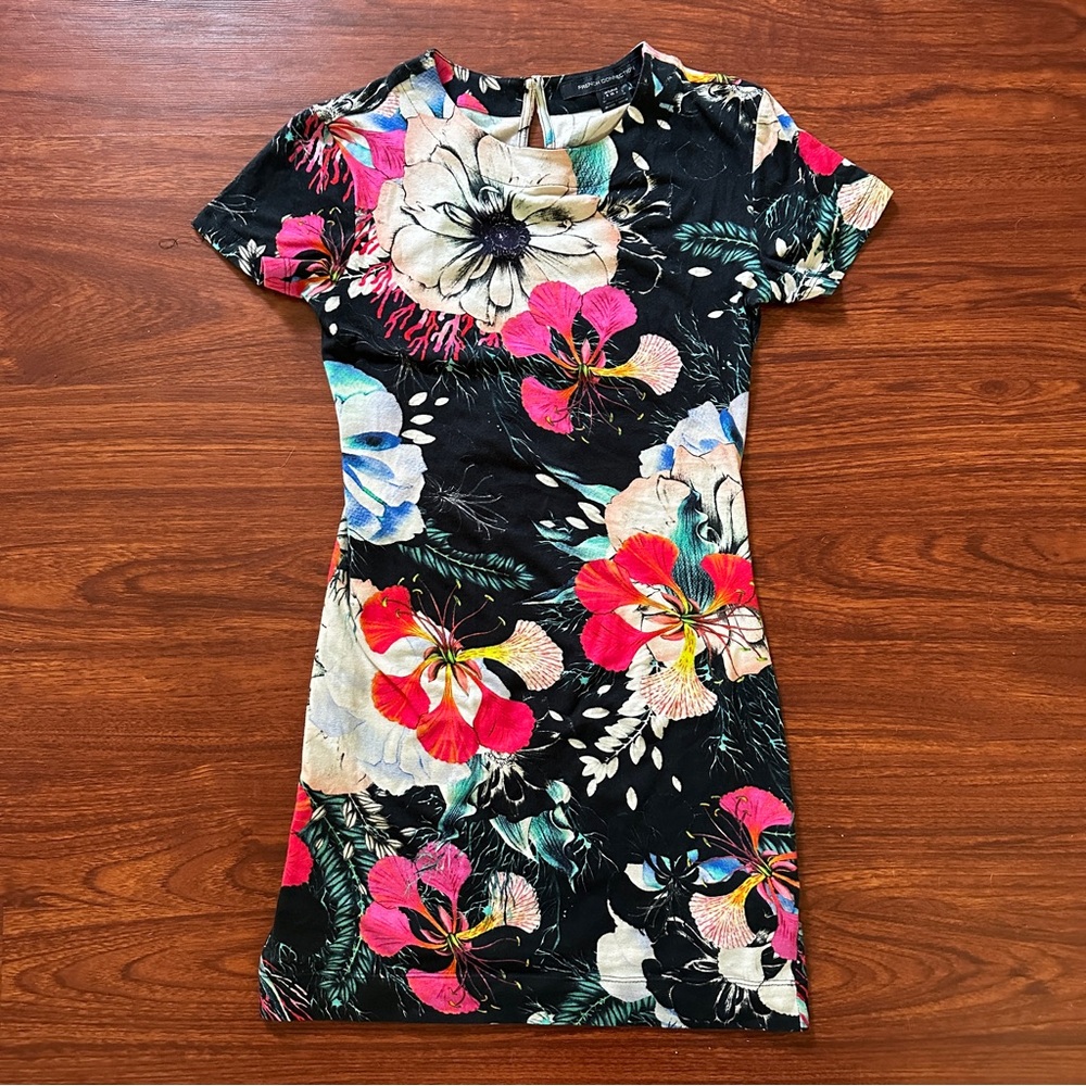 French connection floral stretchy knit dress